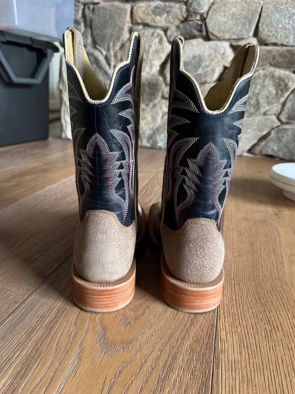 R. Watson Boar Leather Cowboy Boots Wide Square Toe RW8604-2 Men’s 8.5D Western - Picture 12 of 14